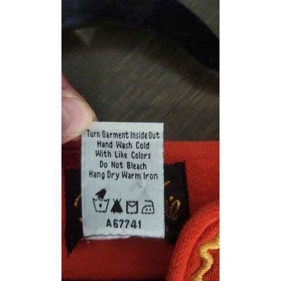 BOB MACKIE Sweatshirt Top Woman's XL Orange Colorful Knit Wearable Art Abstract - Picture 9 of 9